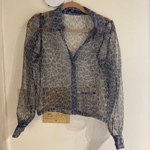 Zara sheer cheetah blouse